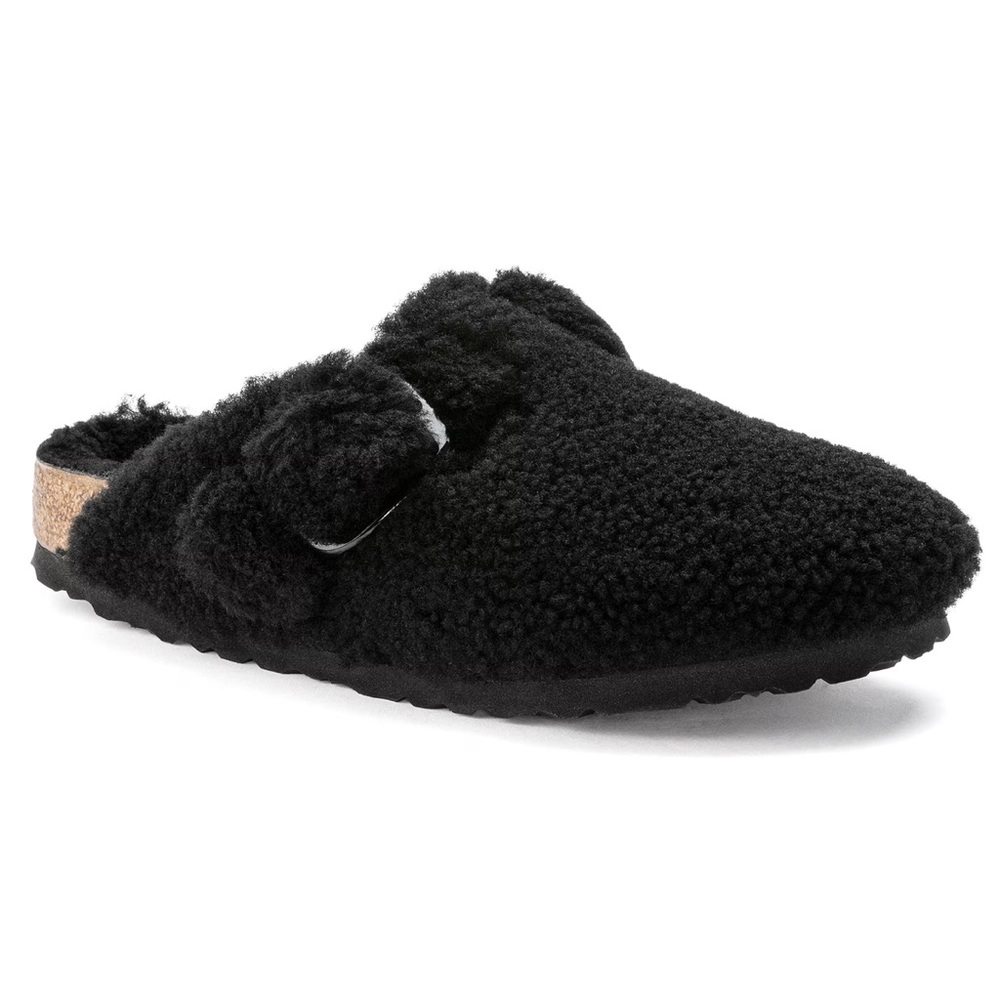 BIRKENSTOCK BOSTON BIG BUCKLE GENUINE SHEARLING CLOG BLACK size 5 new 00305